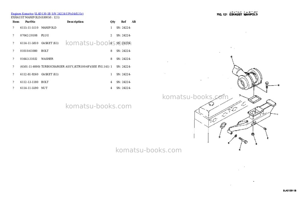 Komatsu sl4d130-1b s/n 24224-up Parts catalog cover Page 4