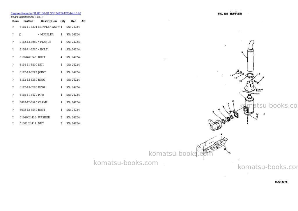 Komatsu sl4d130-1b s/n 24224-up Parts catalog cover Page 8