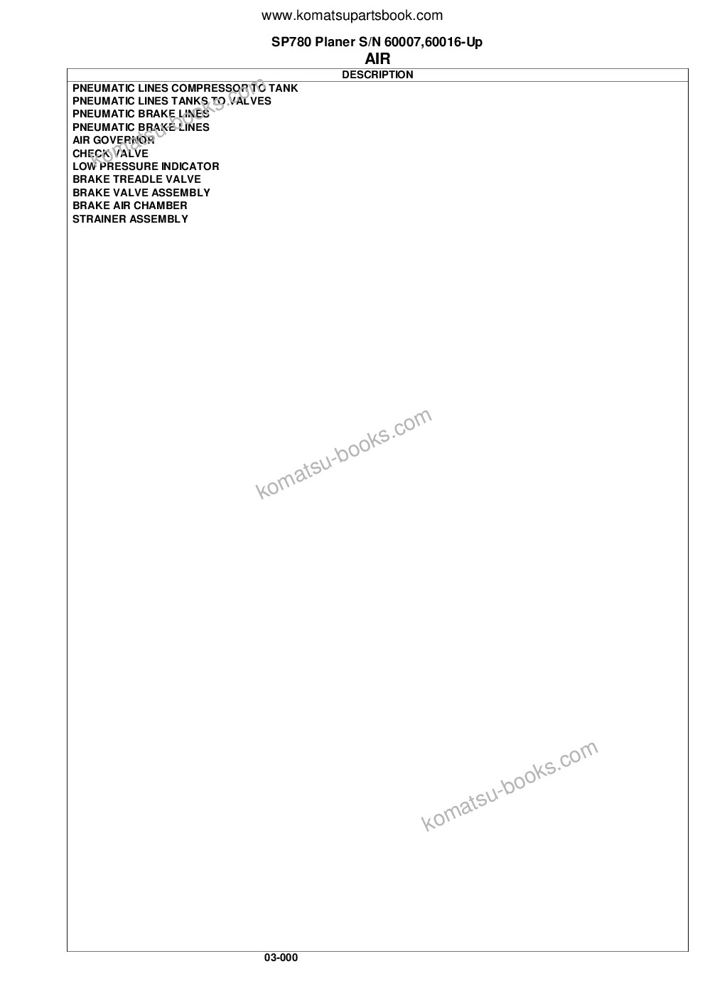Komatsu sp780 s/n 60007,60016-up Parts catalog cover Page 9 Komatsu sp780 s/n 60007,60016-up Parts catalog cover Page 9