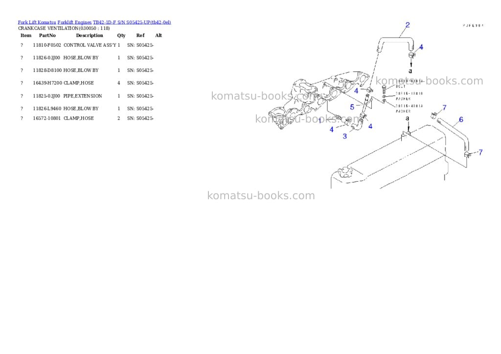 Komatsu TB42-1D-F S/N S05425-UP Parts catalog cover Page 4