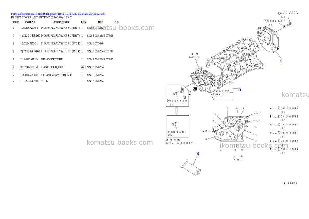 Komatsu TB42-1D-F S/N S05425-UP Parts catalog cover Page 7