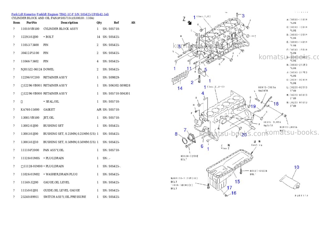 Komatsu TB42-1C-F S/N S05425-UP Parts catalog cover Page 2