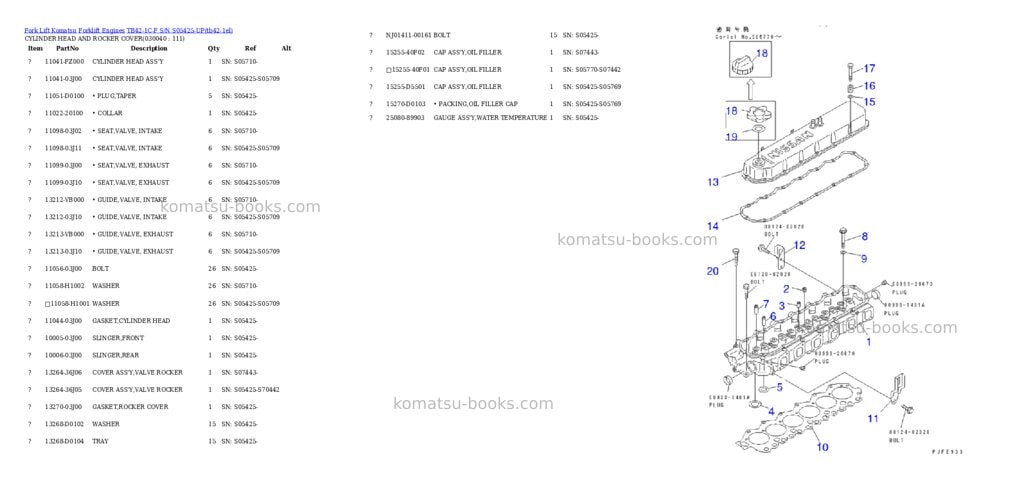 Komatsu TB42-1C-F S/N S05425-UP Parts catalog cover Page 3