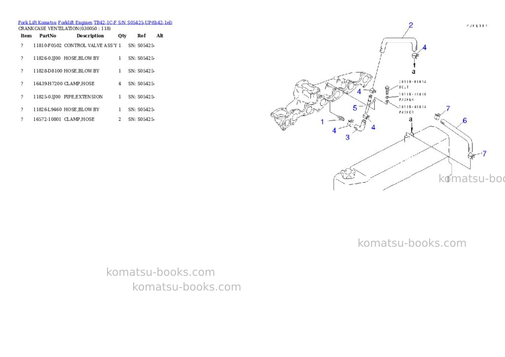 Komatsu TB42-1C-F S/N S05425-UP Parts catalog cover Page 4