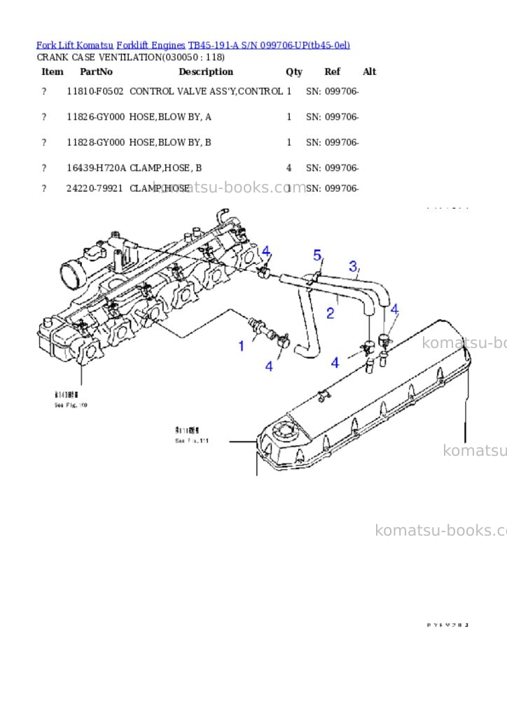 Komatsu TB45-191-A S/N 099706-UP Parts catalog cover Page 4