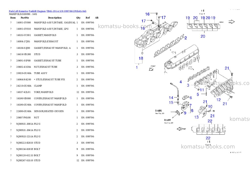 Komatsu TB45-191-A S/N 099706-UP Parts catalog cover Page 8