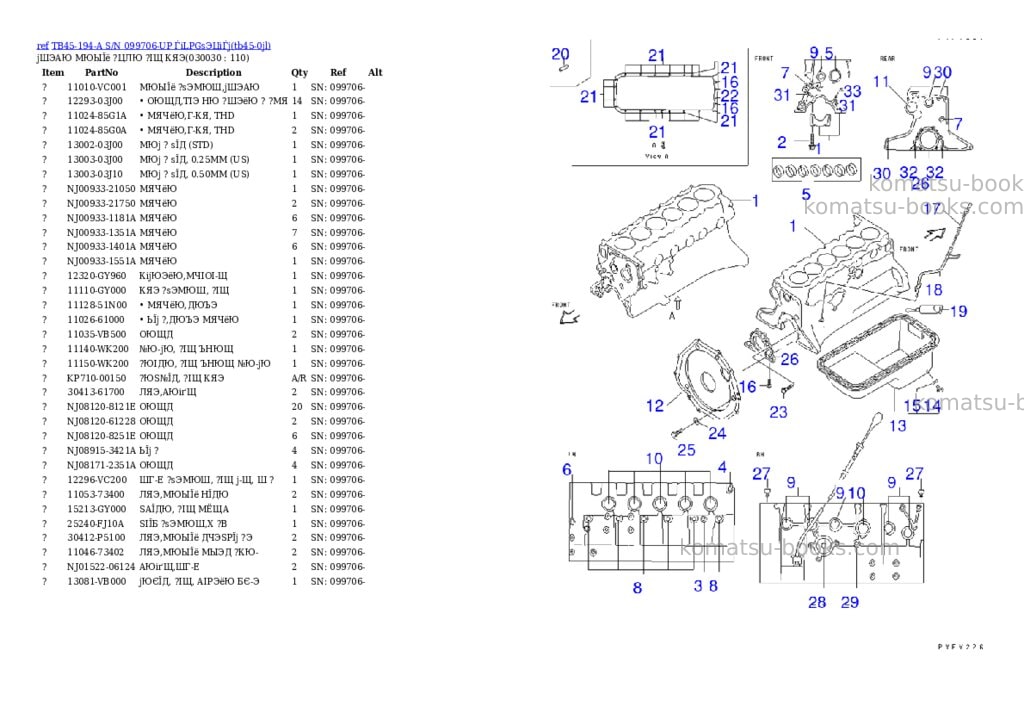 Komatsu TB45-194-A S/N 099706-UP ЃiLPGѕЭЦіЃj Parts catalog cover Page 2