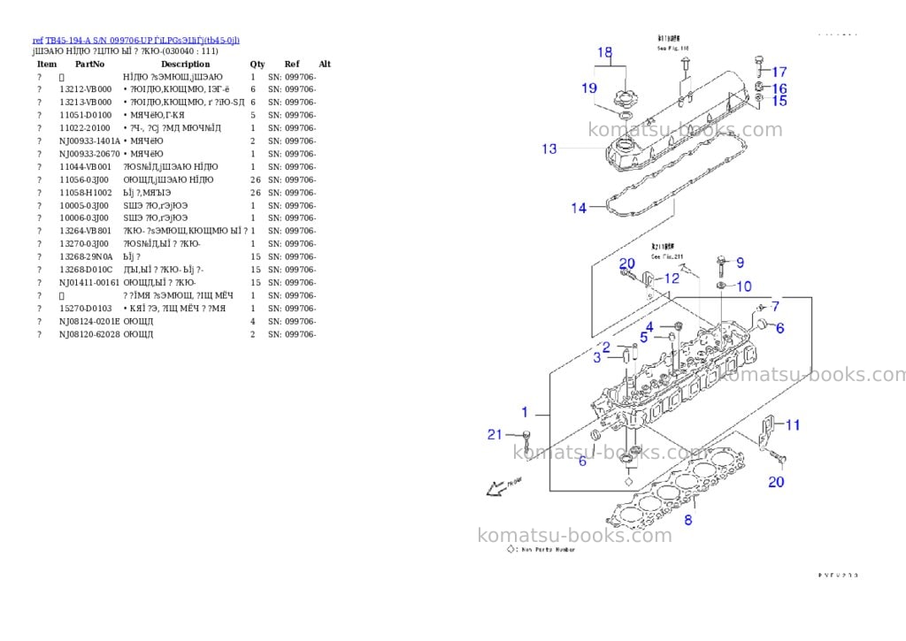 Komatsu TB45-194-A S/N 099706-UP ЃiLPGѕЭЦіЃj Parts catalog cover Page 3