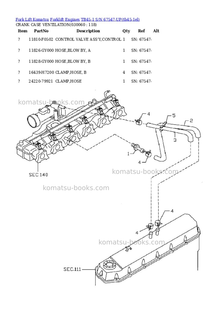 Komatsu tb45-1 s/n 67547-up Parts catalog cover Page 5 Komatsu tb45-1 s/n 67547-up Parts catalog cover Page 5