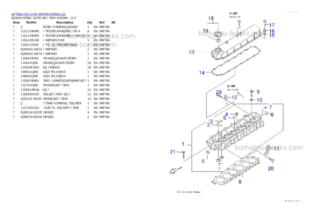Komatsu tb45-191-a s/n 099706-up Parts catalog cover Page 3