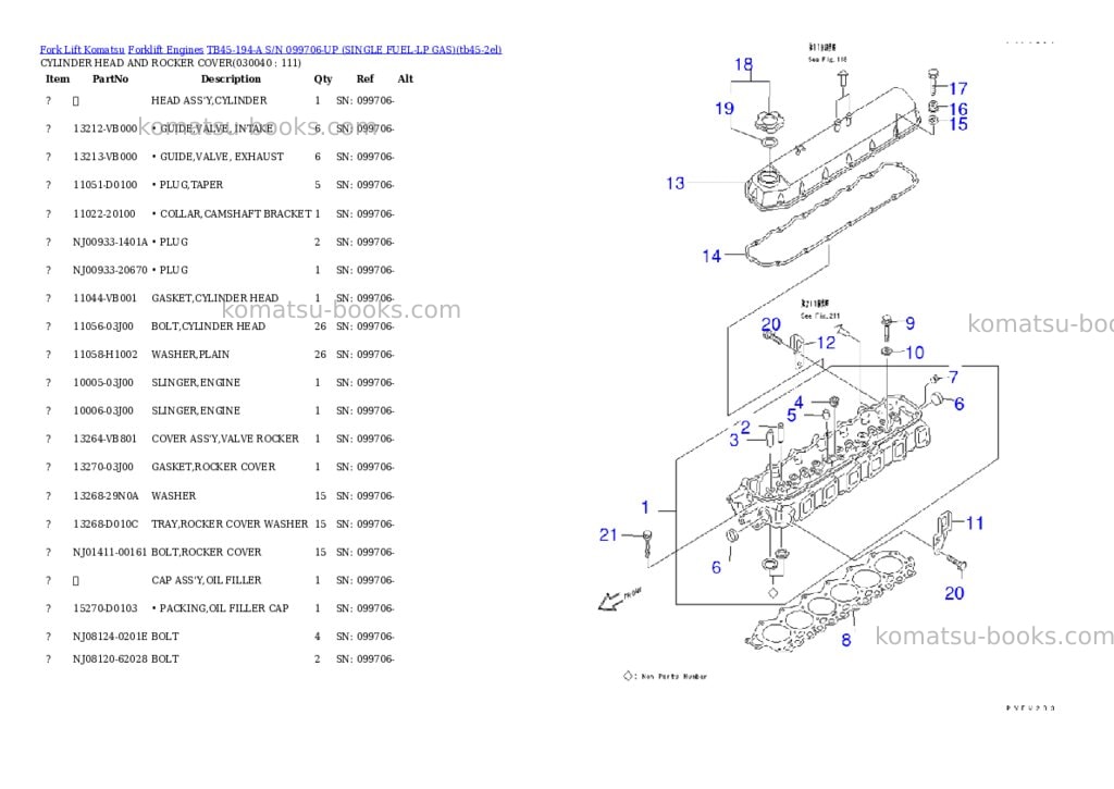 Komatsu tb45-194-a s/n 099706-up （lpgｾﾝﾖｳ） Parts catalog cover Page 3