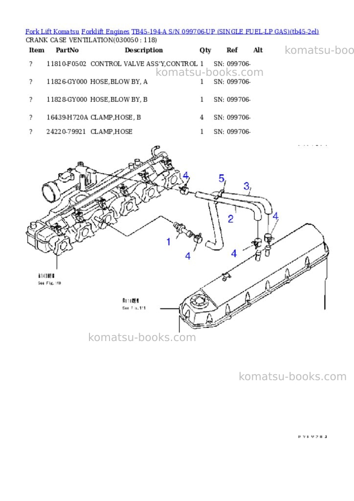Komatsu tb45-194-a s/n 099706-up （lpgｾﾝﾖｳ） Parts catalog cover Page 4