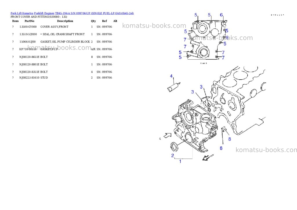 Komatsu tb45-194-a s/n 099706-up （lpgｾﾝﾖｳ） Parts catalog cover Page 7