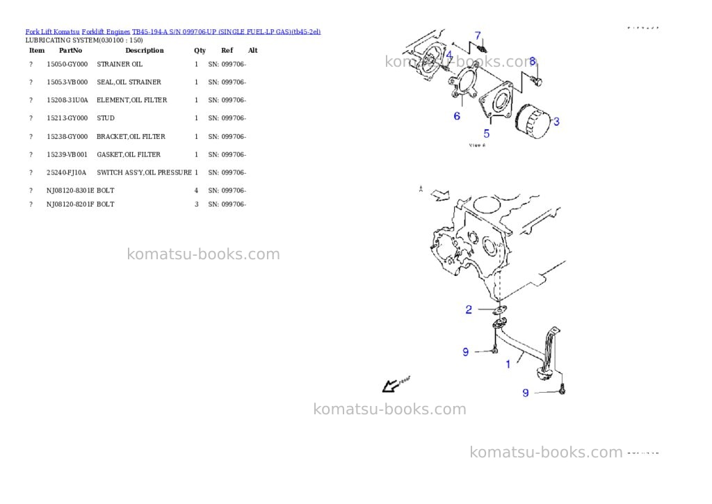 Komatsu tb45-194-a s/n 099706-up （lpgｾﾝﾖｳ） Parts catalog cover Page 9