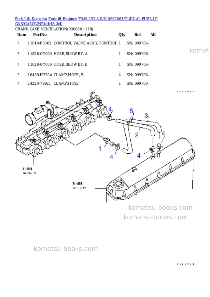 Komatsu tb45-197-a s/n 099706-up （lpgﾍｲﾖｳ） Parts catalog cover Page 4