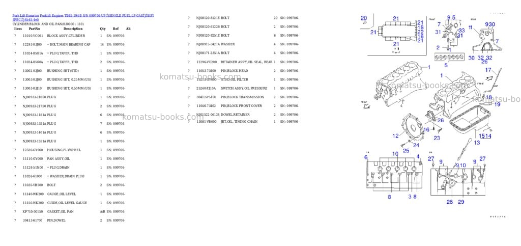 Komatsu tb45-194-b s/n 099706-up （single fuel-lp gas）（kfi spec.） Parts catalog cover Page 2