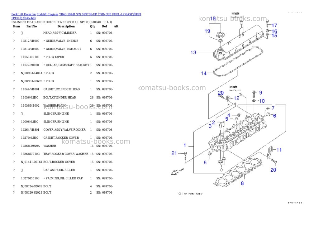 Komatsu tb45-194-b s/n 099706-up （single fuel-lp gas）（kfi spec.） Parts catalog cover Page 3