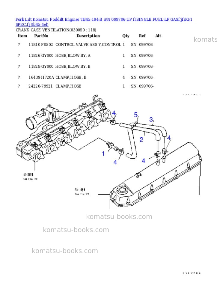 Komatsu tb45-194-b s/n 099706-up （single fuel-lp gas）（kfi spec.） Parts catalog cover Page 4