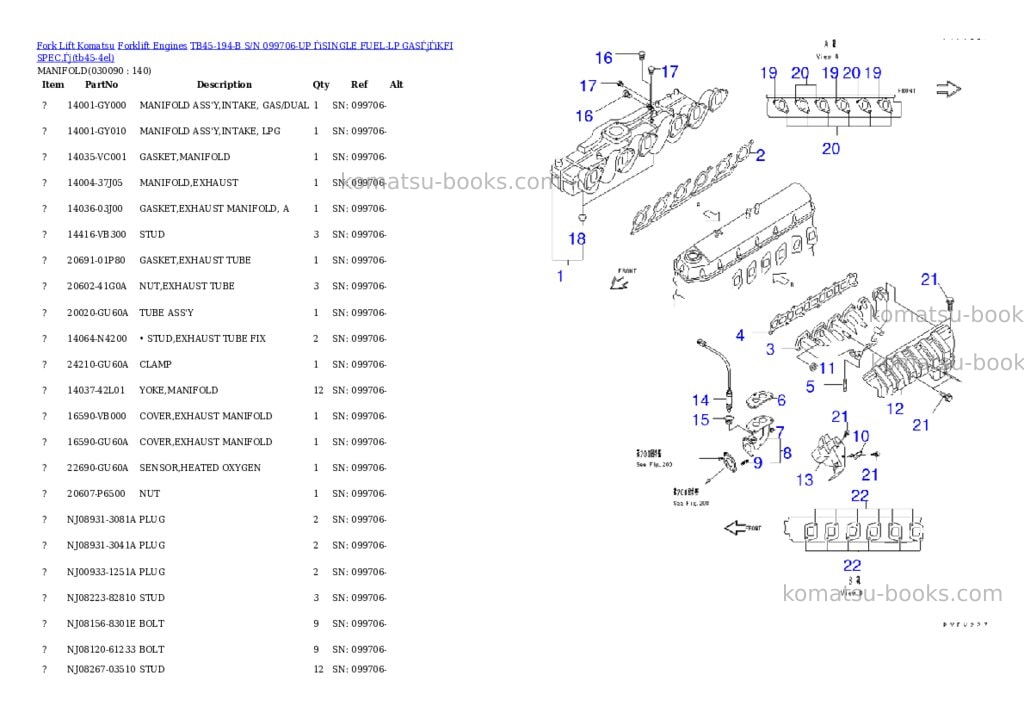 Komatsu tb45-194-b s/n 099706-up （single fuel-lp gas）（kfi spec.） Parts catalog cover Page 8