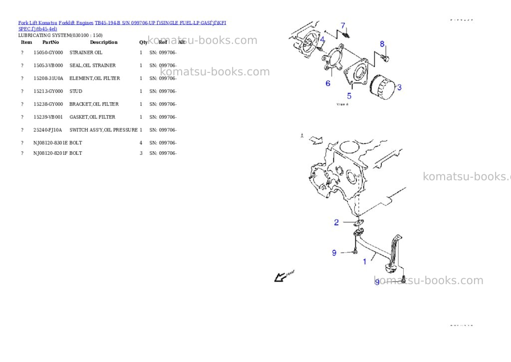 Komatsu tb45-194-b s/n 099706-up （single fuel-lp gas）（kfi spec.） Parts catalog cover Page 9