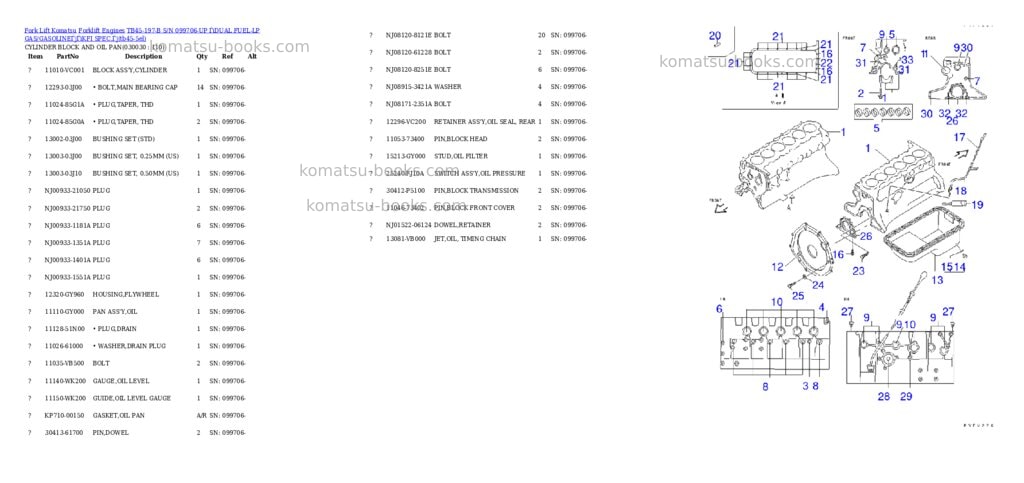 Komatsu tb45-197-b s/n 099706-up （dual fuel-lp gas/gasoline）（kfi spec.） Parts catalog cover Page 2