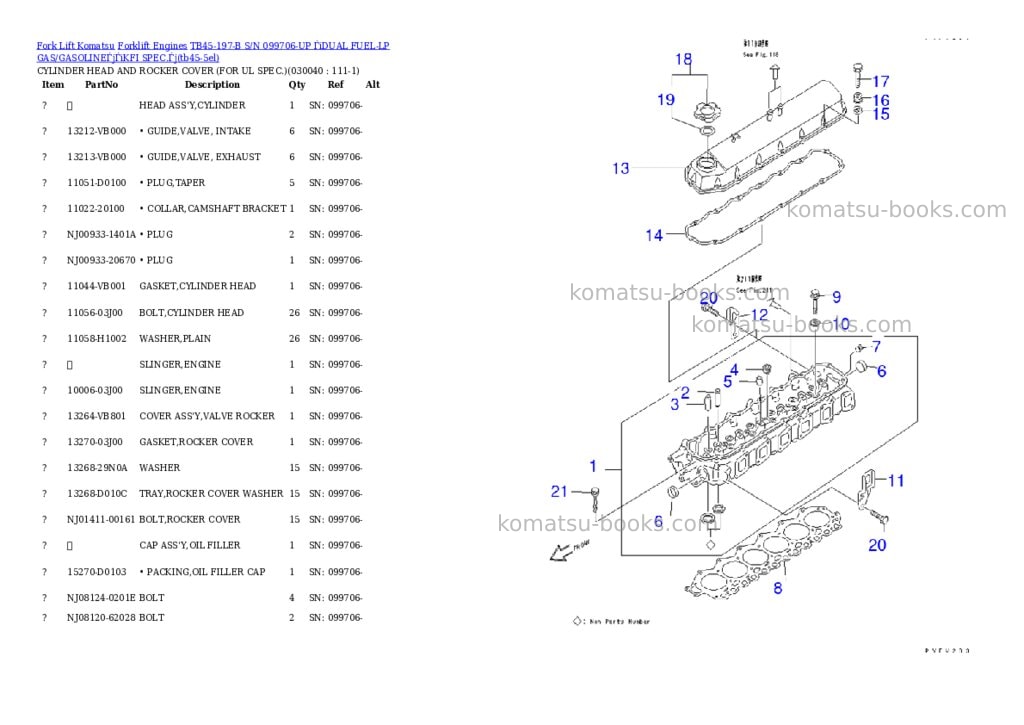 Komatsu tb45-197-b s/n 099706-up （dual fuel-lp gas/gasoline）（kfi spec.） Parts catalog cover Page 3