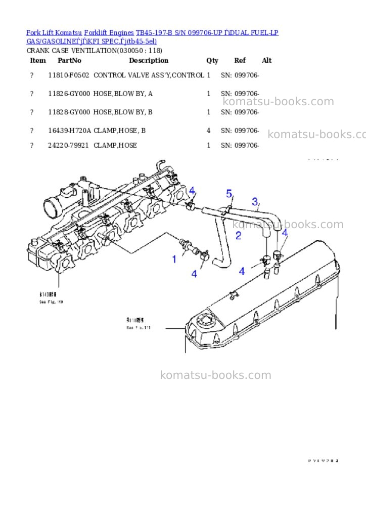 Komatsu tb45-197-b s/n 099706-up （dual fuel-lp gas/gasoline）（kfi spec.） Parts catalog cover Page 4