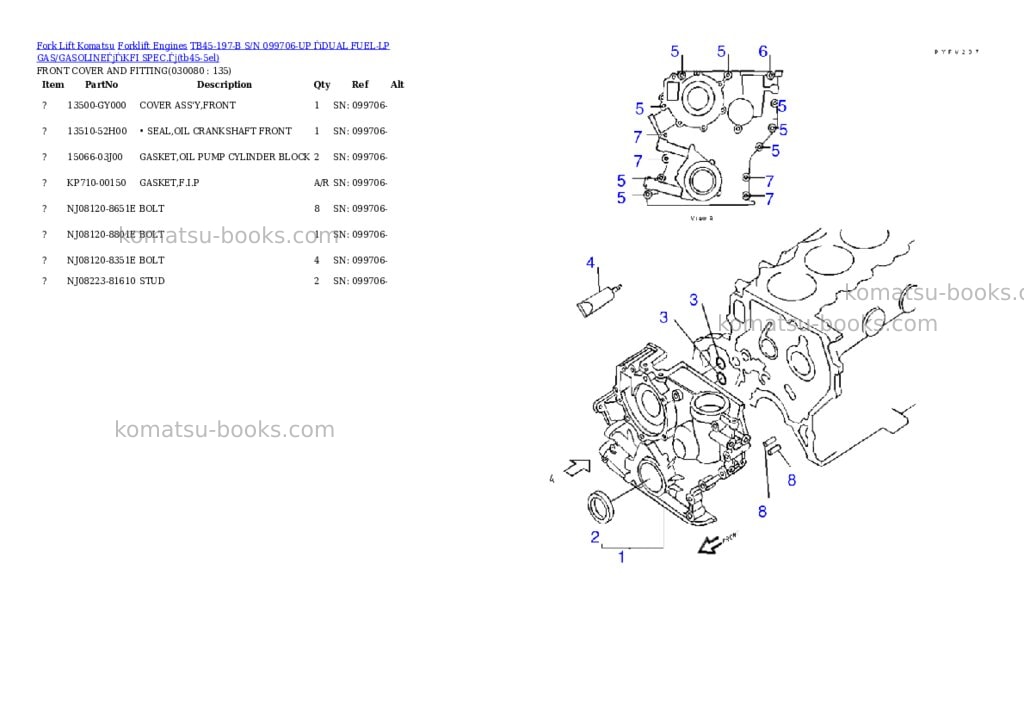 Komatsu tb45-197-b s/n 099706-up （dual fuel-lp gas/gasoline）（kfi spec.） Parts catalog cover Page 7