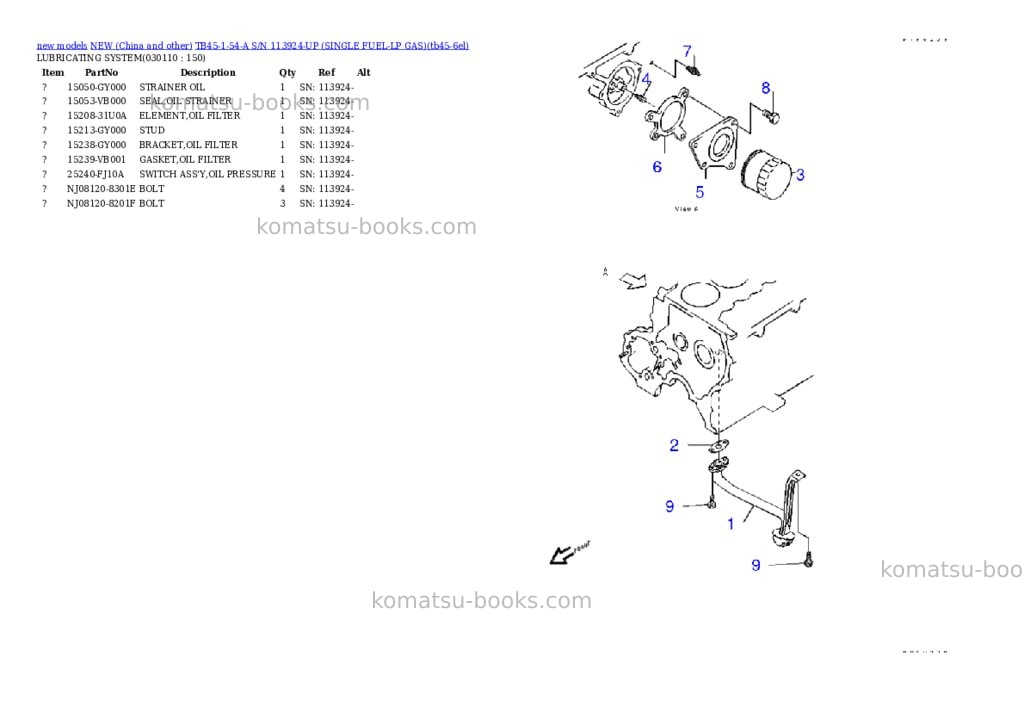 Komatsu tb45-1-54-a s/n 113924-up single fuel-lp gas Parts catalog cover Page 10 Komatsu tb45-1-54-a s/n 113924-up single fuel-lp gas Parts catalog cover Page 10