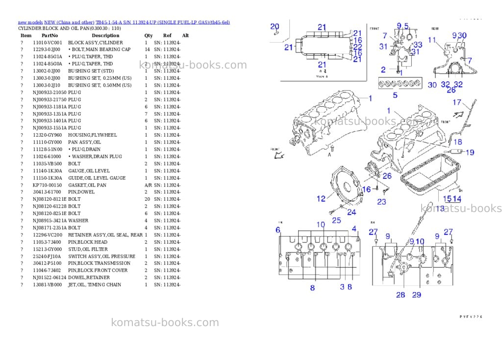 Komatsu tb45-1-54-a s/n 113924-up single fuel-lp gas Parts catalog cover Page 2 Komatsu tb45-1-54-a s/n 113924-up single fuel-lp gas Parts catalog cover Page 2