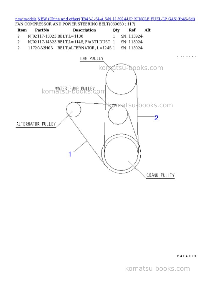 Komatsu tb45-1-54-a s/n 113924-up single fuel-lp gas Parts catalog cover Page 4 Komatsu tb45-1-54-a s/n 113924-up single fuel-lp gas Parts catalog cover Page 4