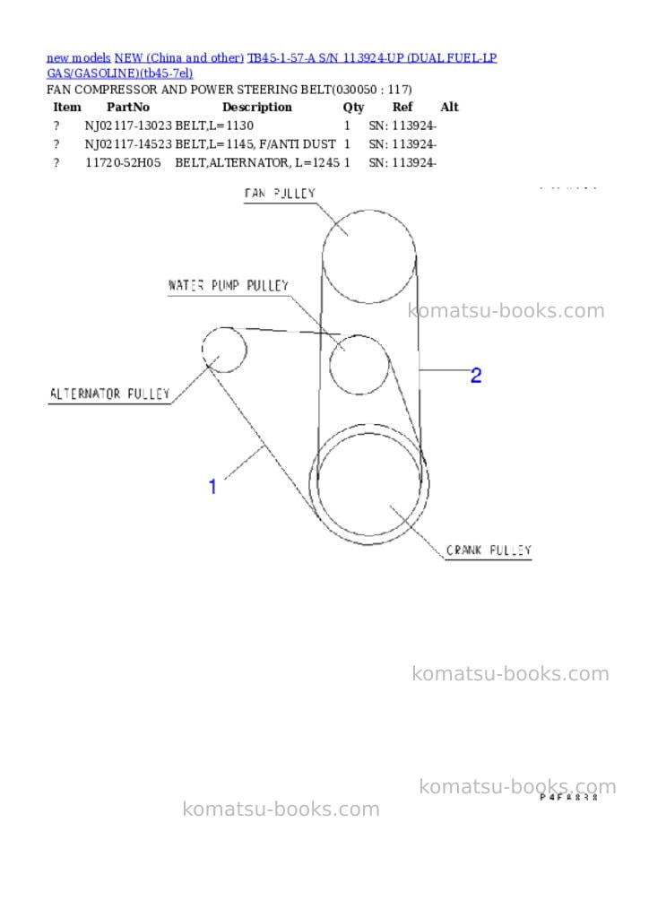 Komatsu tb45-1-57-a s/n 113924-up dual fuel-lp gas/gasoline Parts catalog cover Page 4