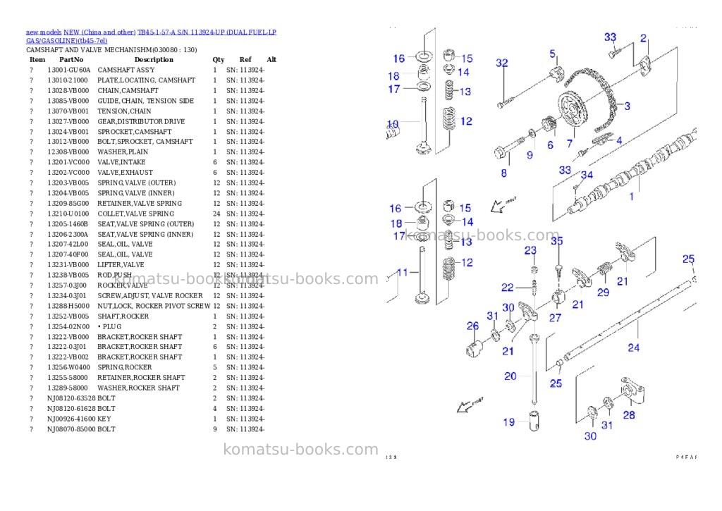 Komatsu tb45-1-57-a s/n 113924-up dual fuel-lp gas/gasoline Parts catalog cover Page 7