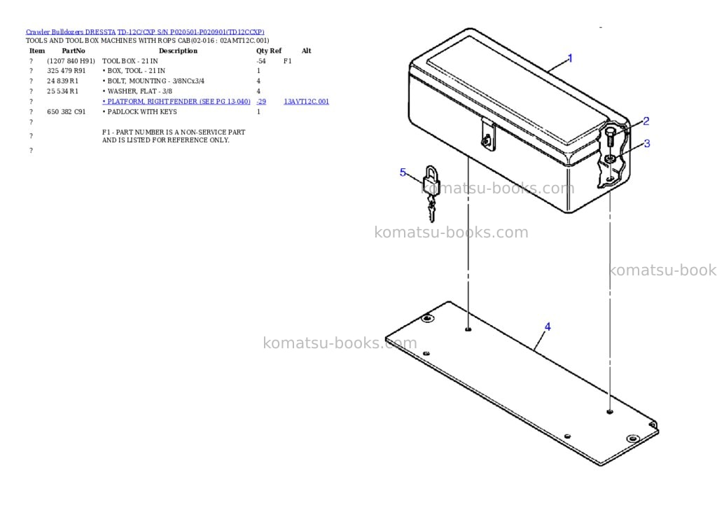 Komatsu td-12c/cxp s/n p020501-p020901 Parts catalog cover Page 7