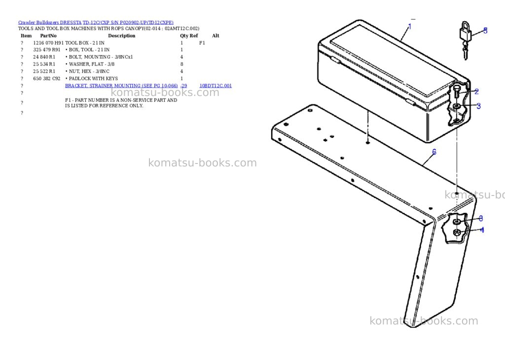 Komatsu td-12c/cxp s/n p020902-up Parts catalog cover Page 6