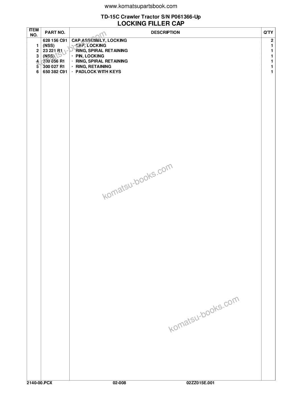 Komatsu td-15c s/n p061366-up Parts catalog cover Page 10