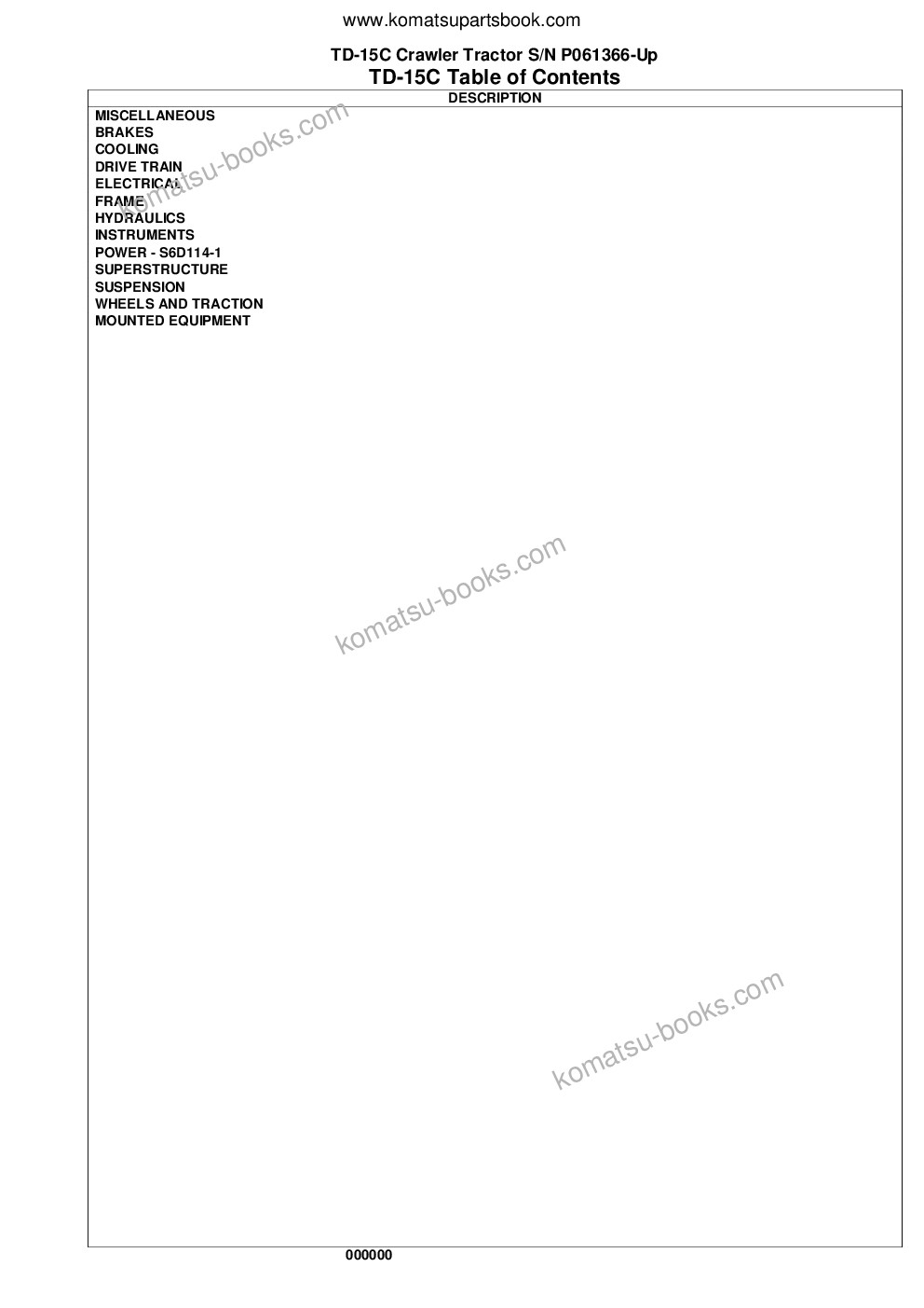 Komatsu td-15c s/n p061366-up Parts catalog cover Page 2