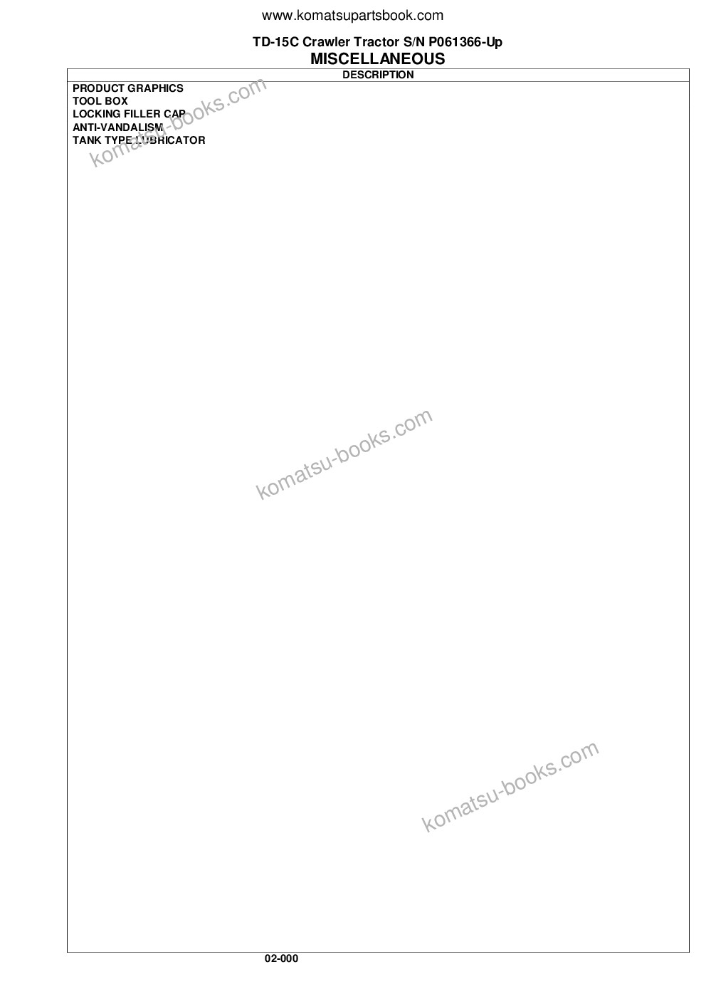Komatsu td-15c s/n p061366-up Parts catalog cover Page 3