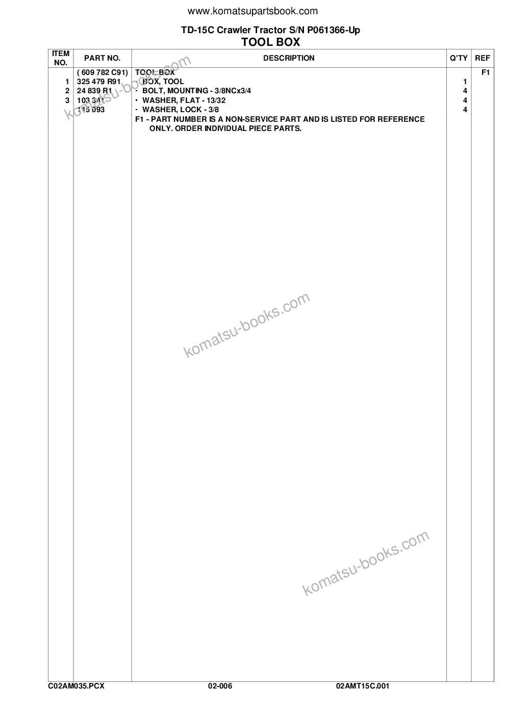Komatsu td-15c s/n p061366-up Parts catalog cover Page 8