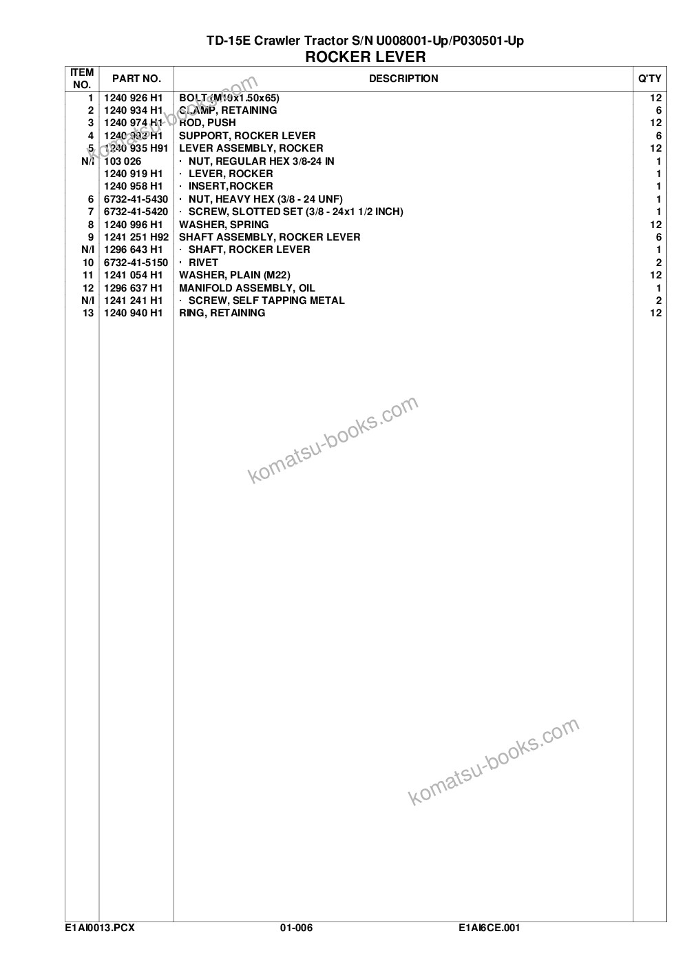 Komatsu td-15e s/n u008001-up/p030501-up Parts catalog cover Page 9