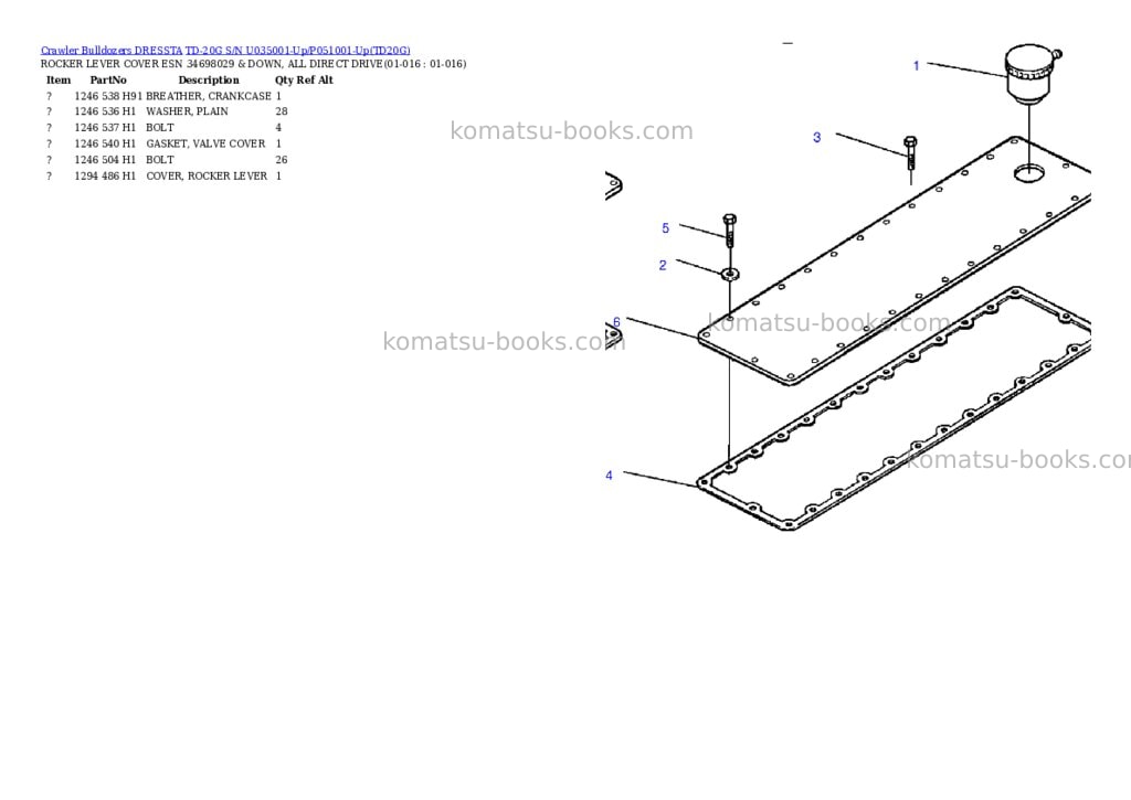 Komatsu td-20g s/n u035001-up/p051001-up Parts catalog cover Page 6 Komatsu td-20g s/n u035001-up/p051001-up Parts catalog cover Page 6