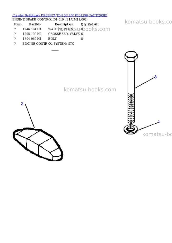 Komatsu td-20g s/n p051396-up Parts catalog cover Page 3