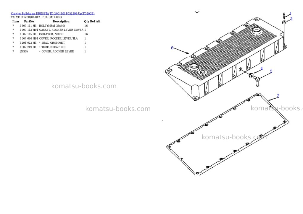 Komatsu td-20g s/n p051396-up Parts catalog cover Page 4
