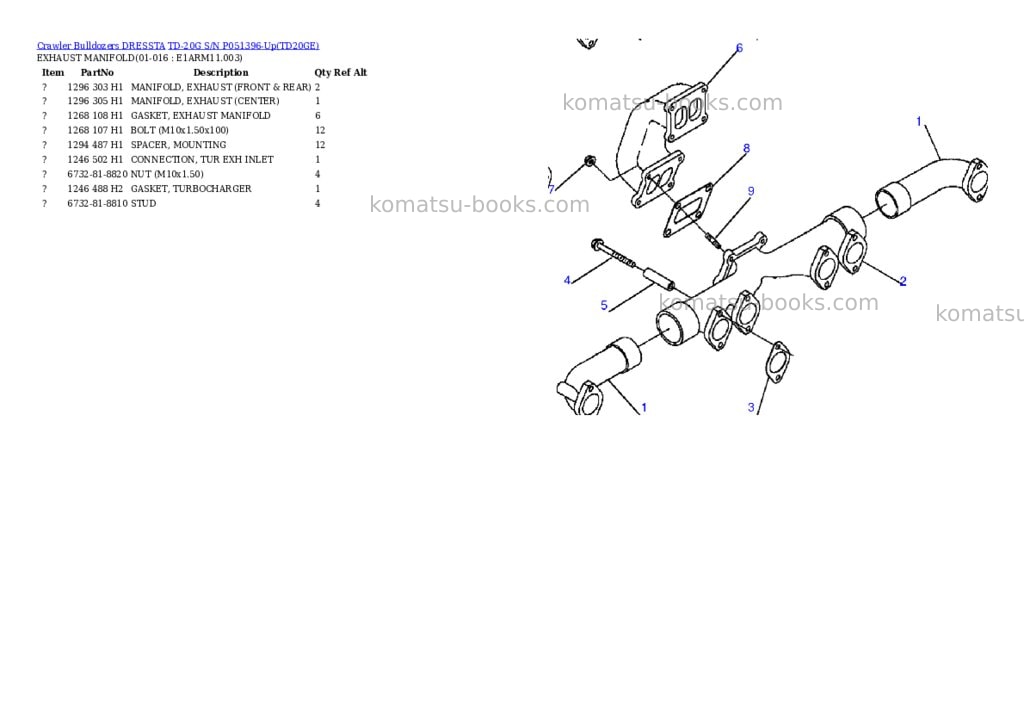 Komatsu td-20g s/n p051396-up Parts catalog cover Page 6