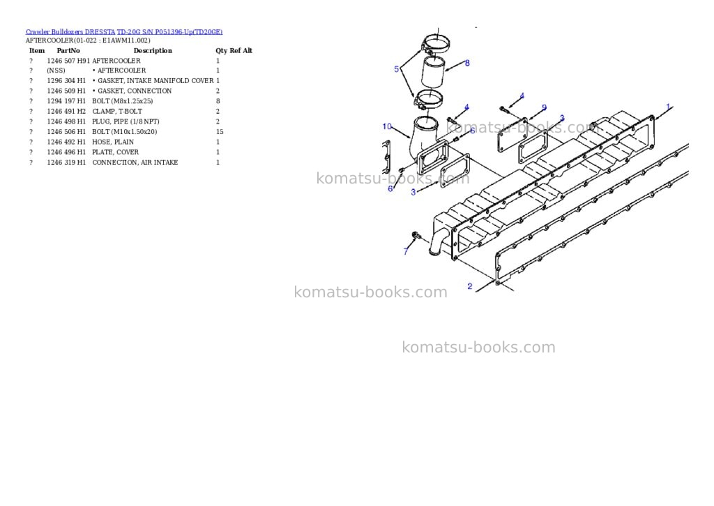 Komatsu td-20g s/n p051396-up Parts catalog cover Page 9