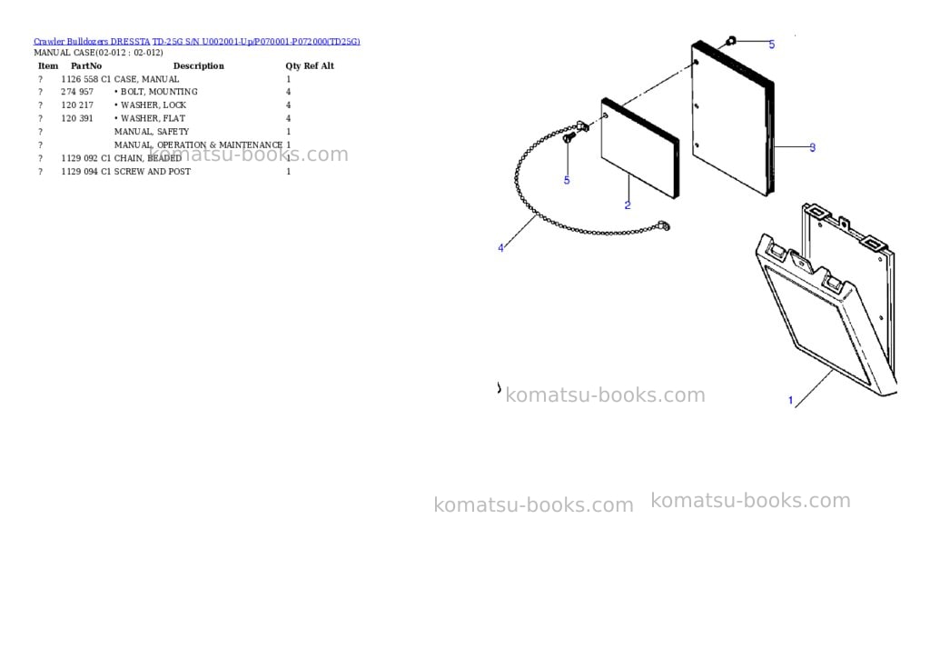 Komatsu td-25g s/n u002001-up/p070001-p072000 Parts catalog cover Page 3