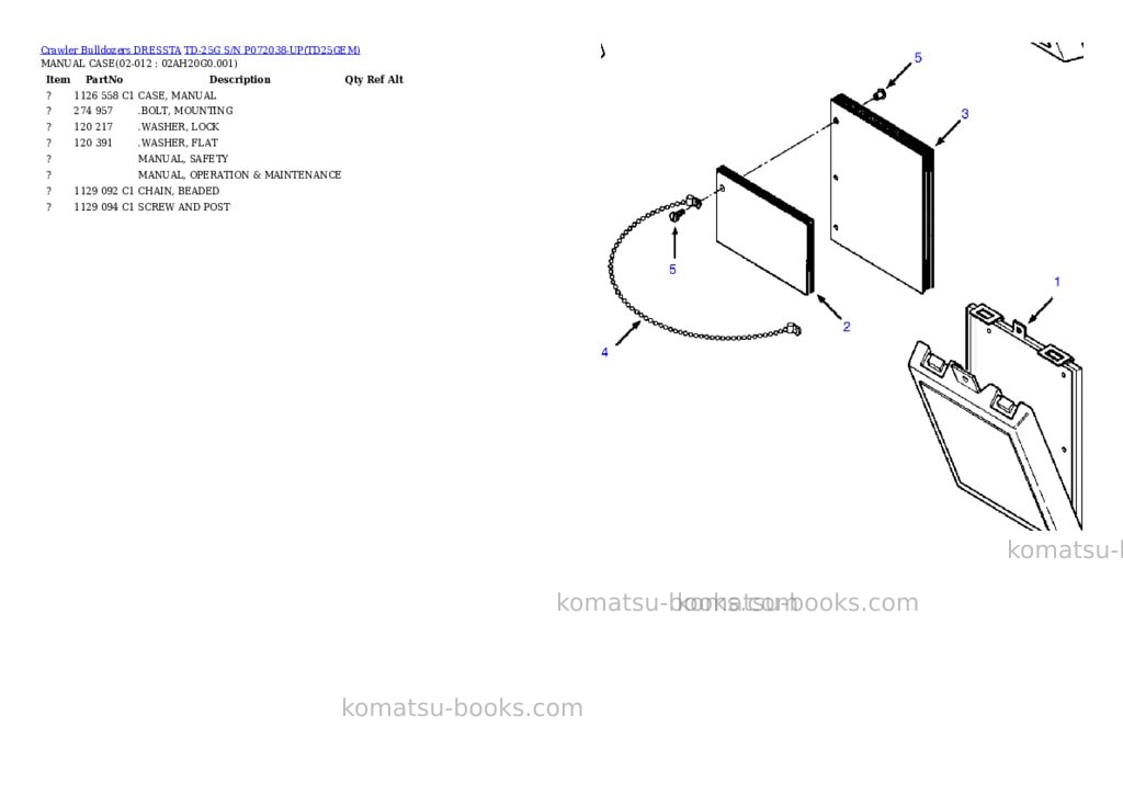 Komatsu td-25g s/n p072038-up Parts catalog cover Page 5 Komatsu td-25g s/n p072038-up Parts catalog cover Page 5