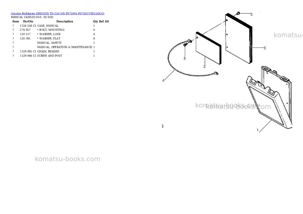 Komatsu td-25g s/n p072001-p072037 Parts catalog cover Page 3