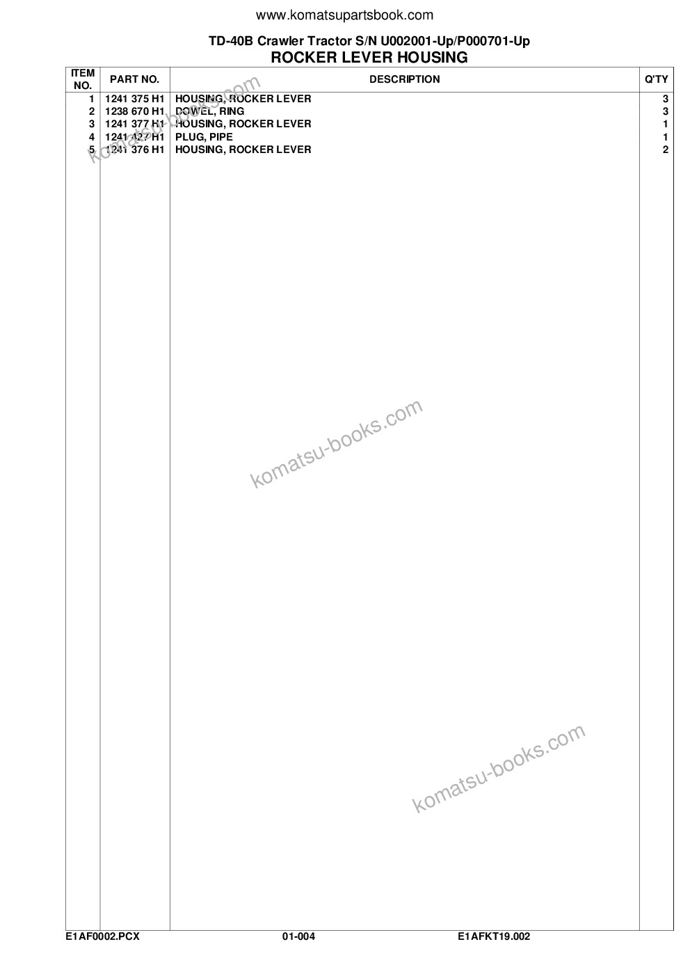 Komatsu td-40b s/n u002001-up/p000701-up Parts catalog cover Page 7