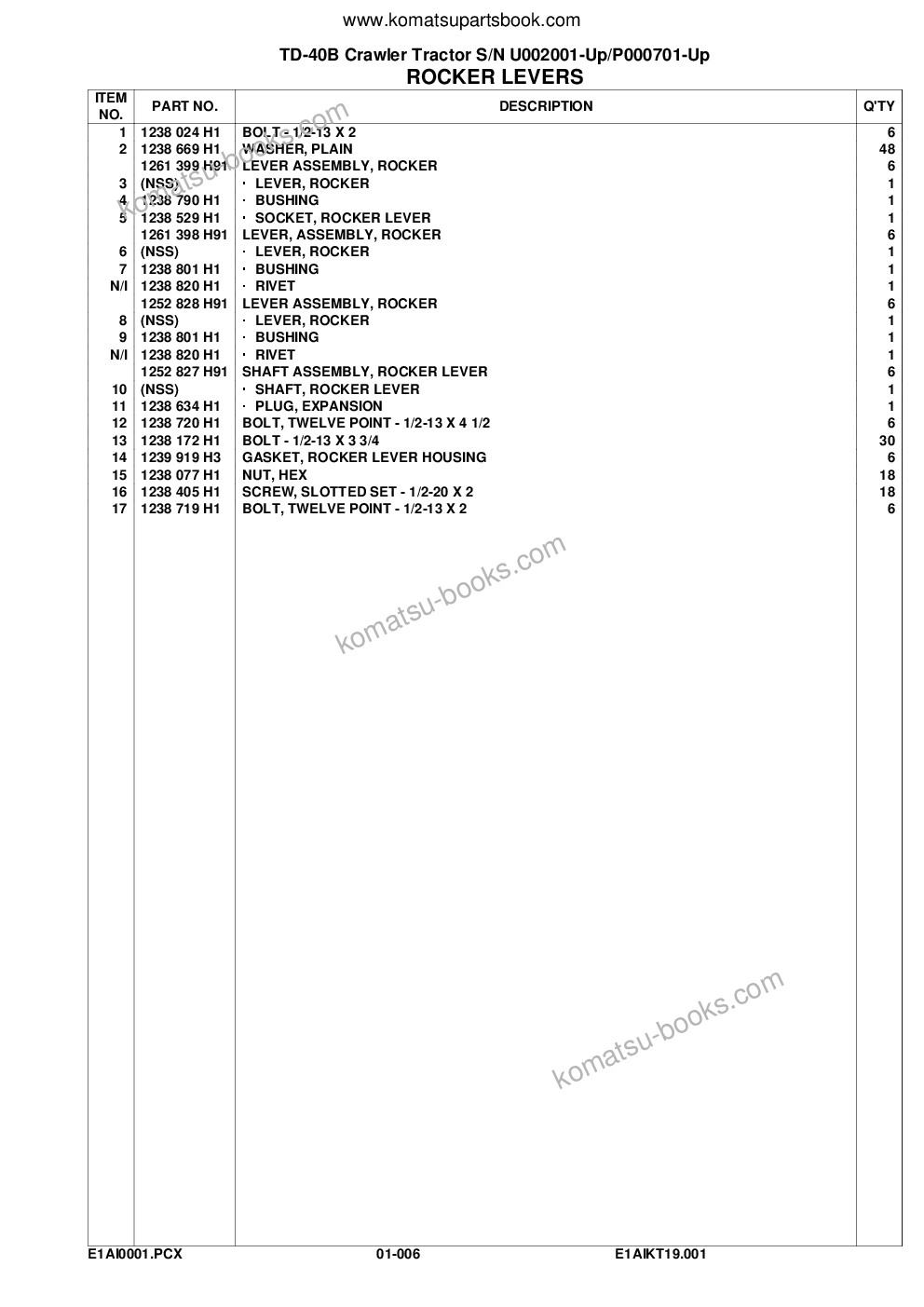 Komatsu td-40b s/n u002001-up/p000701-up Parts catalog cover Page 9